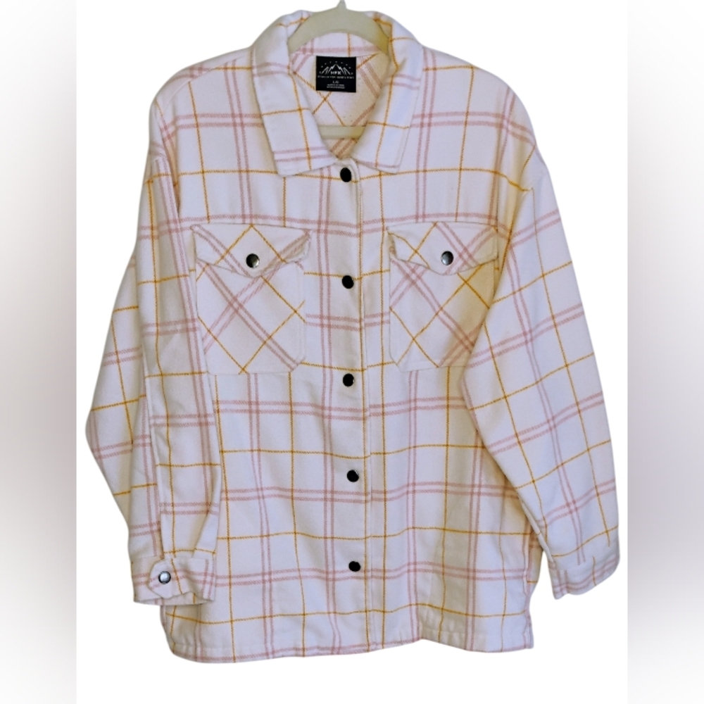 HFX Women's Shacket Pink Sz L Jacket/Shirt Wool Blend Long sleeves W-3